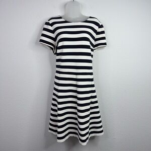 Boden Dress Womens US 16R Black White Knit Striped Ribbed Sheath Career Preppy
